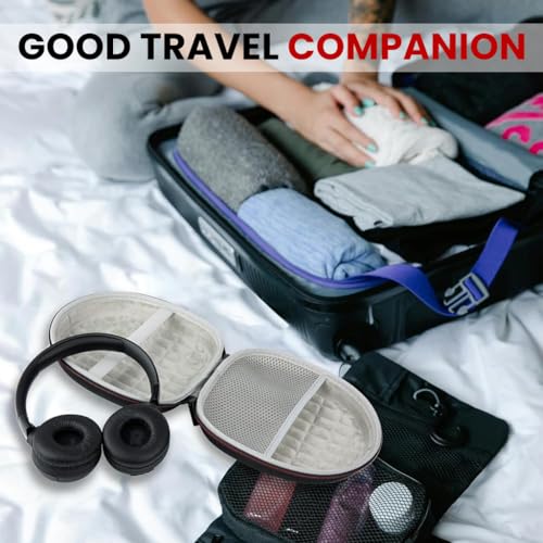 Image of ZORBES Headphone Travel Case Storage Bag for Sony CH520 /Soundcore Q20i, for JBL Tune 720BT /510BT, EVA Hard Shell Zipper Travel Case, Anti-scratch Carry Case with Elastic Band & Mesh Pocket, 19.5x23cm