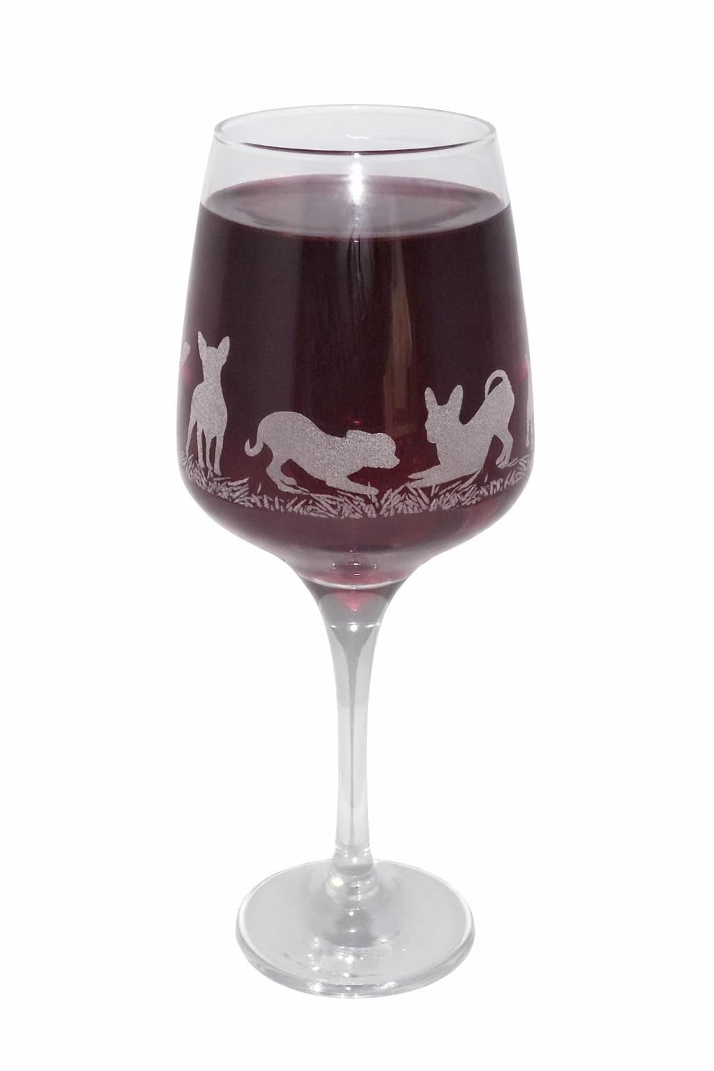 Short HAIRED Chihuahua Engraved Stemmed Wine Glass