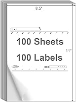 Vista 1 de 100 Sheets 8.5" x11''White Printable Sticker Paper, Full Sheet Label Mailing Shipping Address Label for Laser & Inkjet Printers(100 Sheets)
