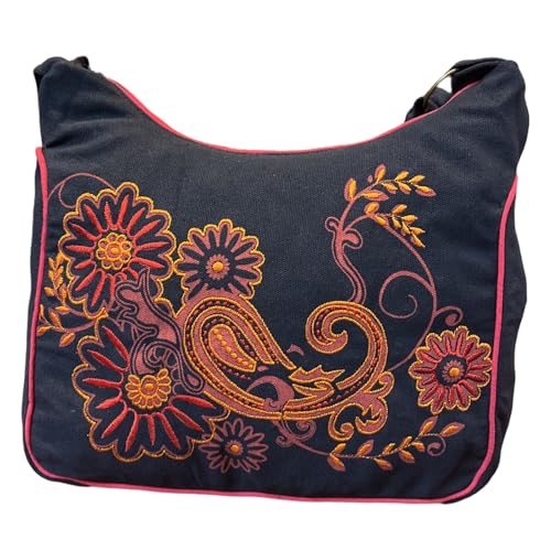Sac à bandoulière en coton Macha avec tapisserie florale artisanale