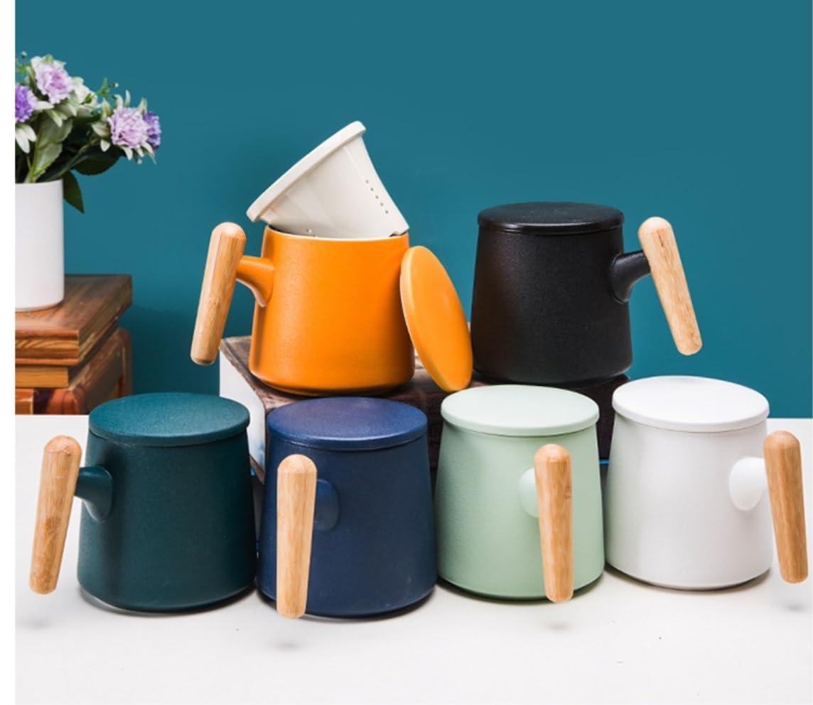 Tasse à café, Tasse à Lait, café en céramique avec Couvercle, Filtre, thé, Eau, séparation