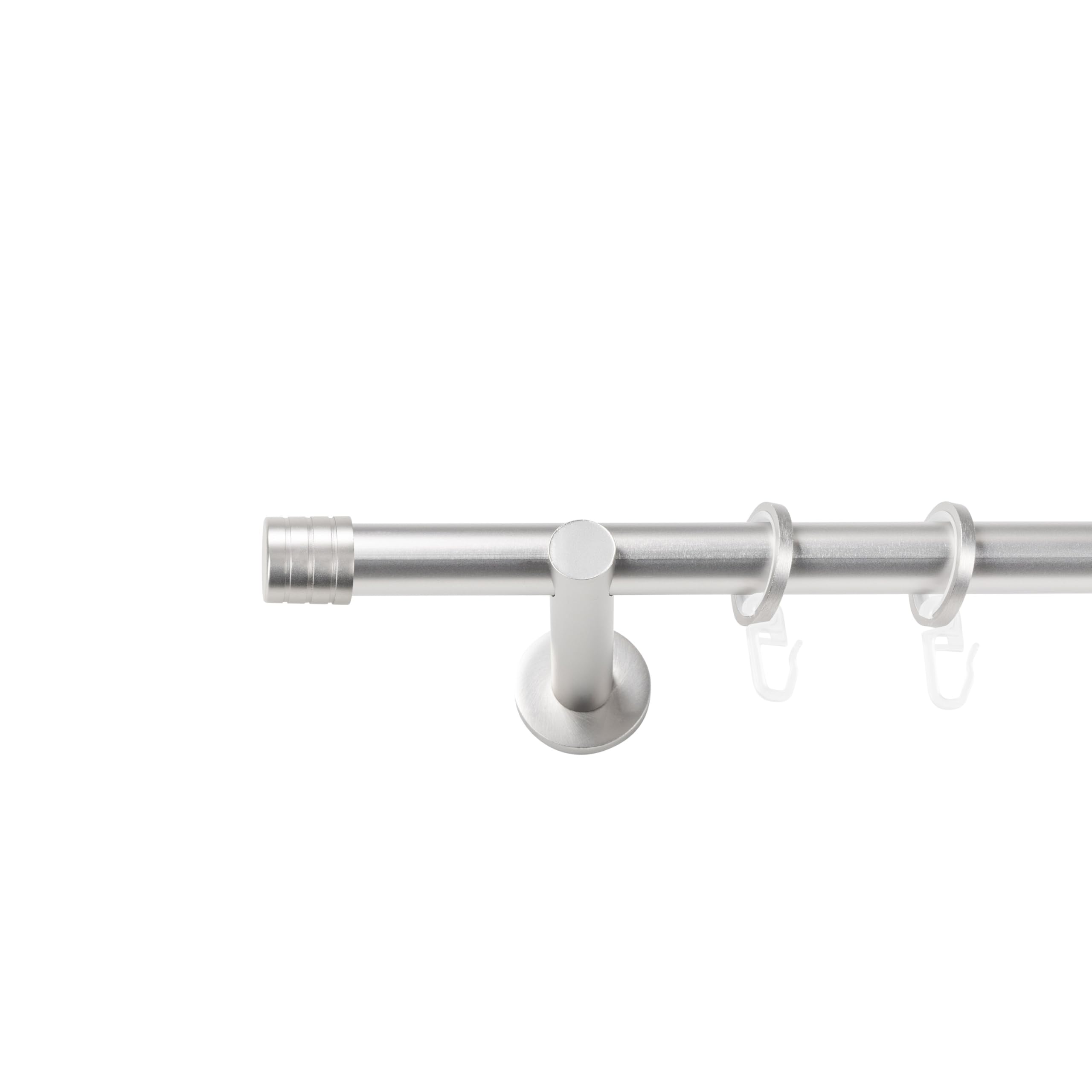 SN Deco Gardinenstange Lille Ø19 mm 1-läufig Stahl Komplett-Set mit Ringen Auflageträger 360 cm chrom matt