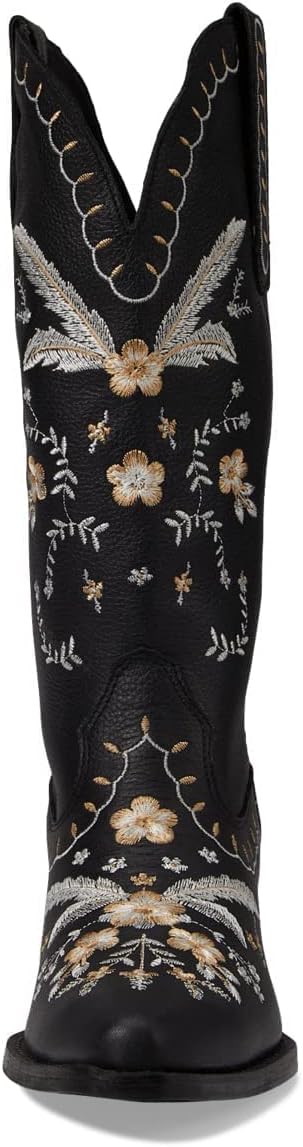 Dingo Womens Full Bloom Floral Round Toe Casual Boots Knee High Mid Heel 2-3"