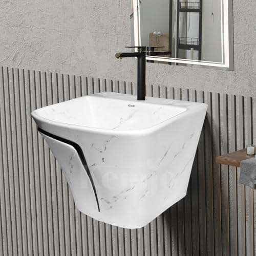 Image of Wall Mounted Wash Basin for Bathroom | Wall Hung Wash Basin /Sink (15.35 x 16.14 x 13 Inch, SFKOP - 207)