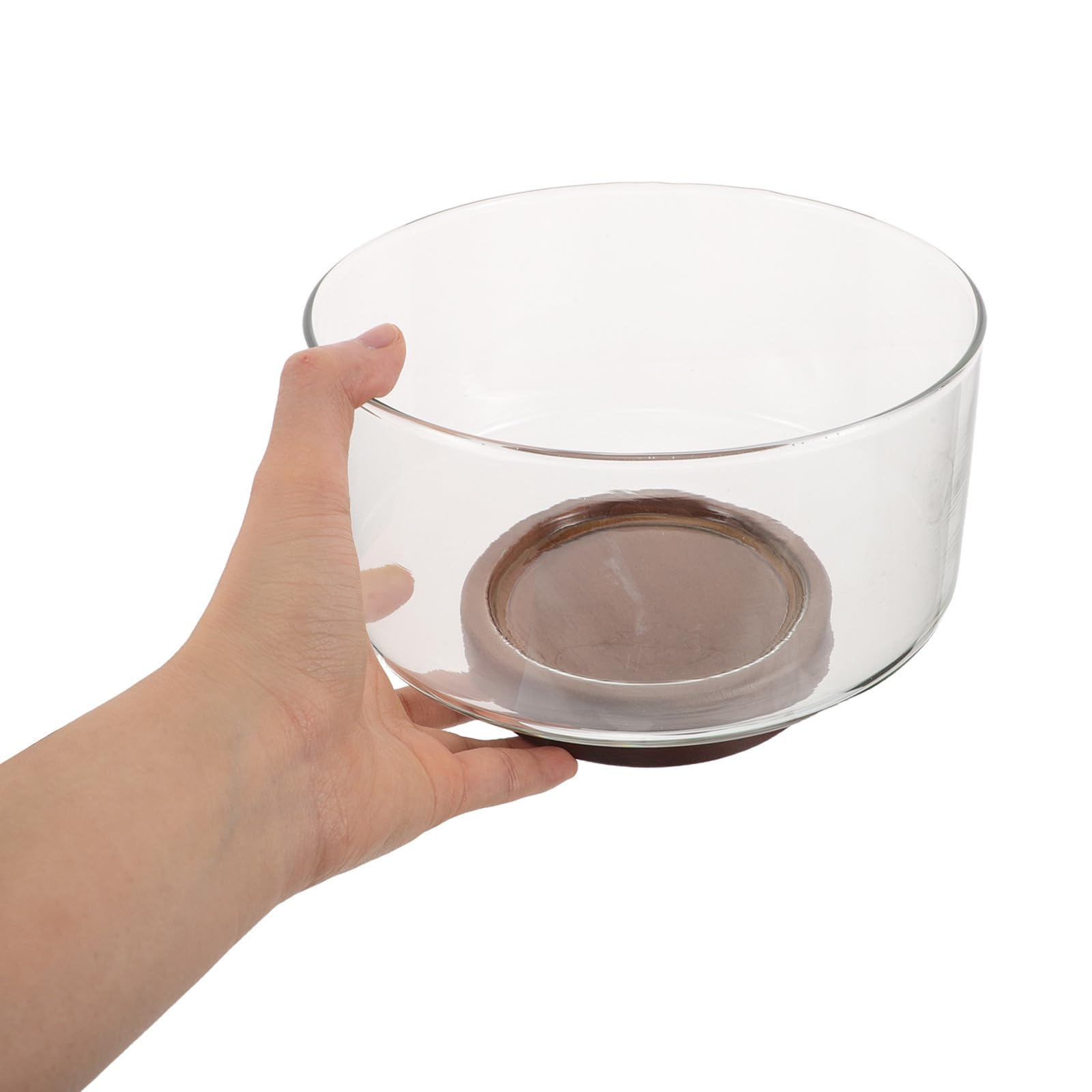 MAGICLULU Bol de Ensalada de Vidrio con Base de Madera, Capacidad de 1.7l, Resistente Temperatura y Fácil de Limpiar, Adecuado para Servir Ensaladas en Cocina Moderna