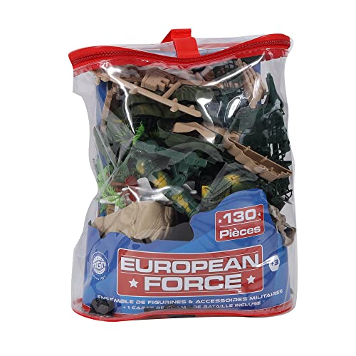 EUROPEAN FORCE - Komplettes Set eines Militärfeldes mit 130 Soldaten - Soldaten - 180118 - Grün - Kunststoff - Militär - Kinderspielzeug - Miniatur - 26 cm x 32 cm - Ab 3 Jahren.