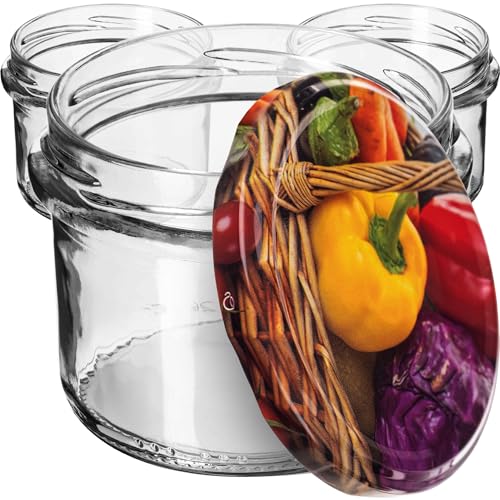 KADAX Tarros pequeños de 235 ml, tarros fi82, mini tarros para miel y condimentos, tarros de mermelada con tapa, tarros herméticos para regalar (pimientos, 20 unidades)