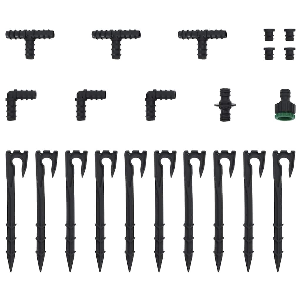 Manguera de goteo negra de 25 m, de goma, flexible, resistente a los pliegues, con accesorios de conexión, para riego, jardín, césped, bancal, terraza, balcón, invernadero