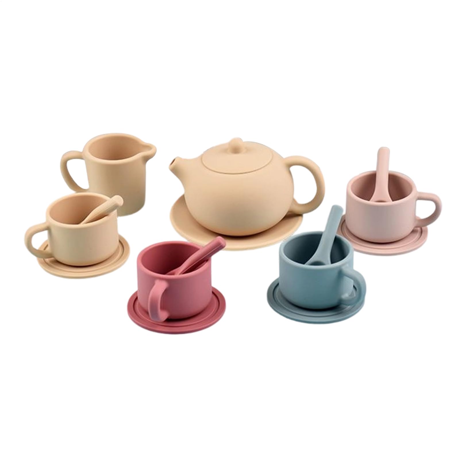Little Girls Tea Set - Silicone Kitchen Toy,Kitchen Kids Teapot Set,for Boys Girls Preschoolers Playdates Birthday Playroom Kindergarten Family Night Daycare Centers Home