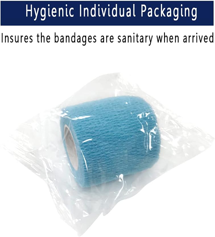 [12 Pack-2" x5Yards] MINGYUE Self Adhesive Bandage Wrap,Athletic Tape,Sports Tape,Wrist and Ankle Wrap Tape,Cohesive Bandage for Vet Tape(Light Blue)