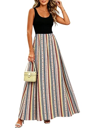 Image of Bluetime Women's Summer Boho Sleeveless Floral Print Tank Long Maxi Dress (S-3XL)