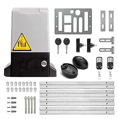Blütezeit 2700lb Rack Drive Sliding Gate Opener, 550W Automatic Slide Gate Motor with IR Sensor & Remote Complete Kit, 3/4HP Electric Rolling Driveway Gate Operator for Gates up to 40ft