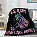 Homiehug Just a Girl Who Loves Horses Blanket Soft Fluffy Lightweight Cozy Fuzzy Throws for Couch Bed Birthday Gift Friends Girls Boys All Seasons Non-Shedding Fluff 40