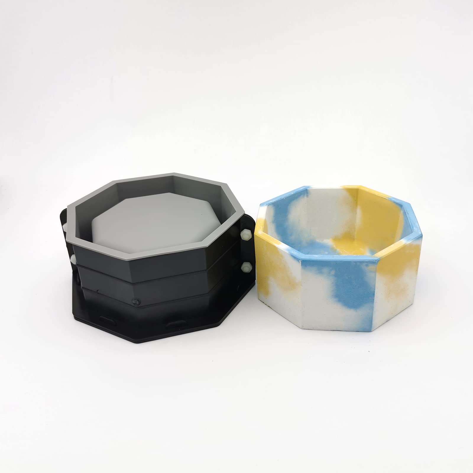 Moldes de silicona para macetas de hormigón, molde para macetas octogonales, moldes de cemento para jabón suculento/portavelas, macetero de silicona para cemento y hormigón