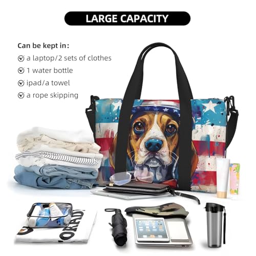 Beagle print Travel Duffel Bag, Sports Tote Gym Bag, Swim Pool Bag Large Shoulder Tote Bag for Beach Weekender, 202-406-1214