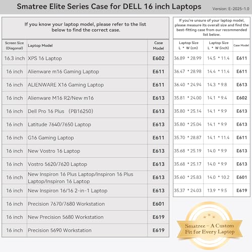 Smatree 16 inch Laptop Sleeve for DELL G16 7630, DELL Laptop Case with Accessory Pocket, YKK Zipper, Patented Super Corner Design (E611)3