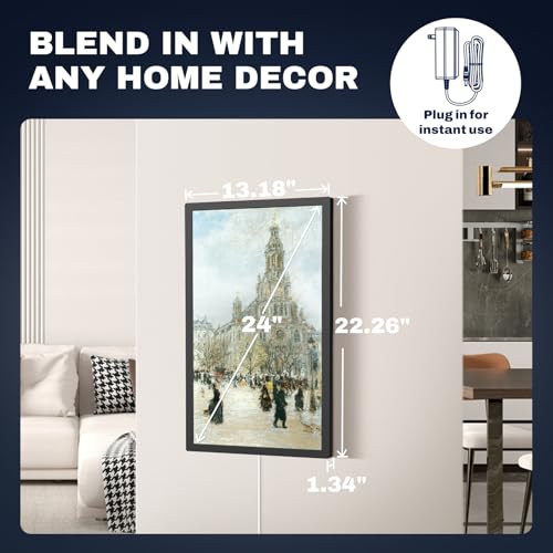 Image of 24 inch Large Digital Picture Frame, 64GB, Anti-Glare Non-Touch, WiFi Wall-Mount Frame for Home /Business, 1920x1080 FHD, Share via App, Email, USB & Micro SD, Remote Included, Black
