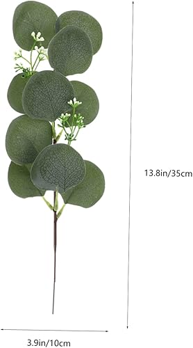 Miniatura 6 de VOSAREA 18 piezas de hojas de eucalipto simuladas, ramas de eucalipto falsas, ramas de eucalipto de plata sintética, tallos de corona verde, plantas