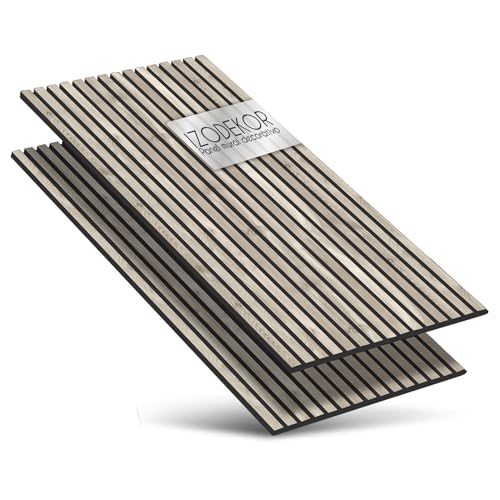 IZODEKOR Argento - Paneles de pared 3D de madera para aislamiento acústico, paneles acústicos de madera, decoración de pared para salón, revestimiento de pared interior, insonorización, juego de 2