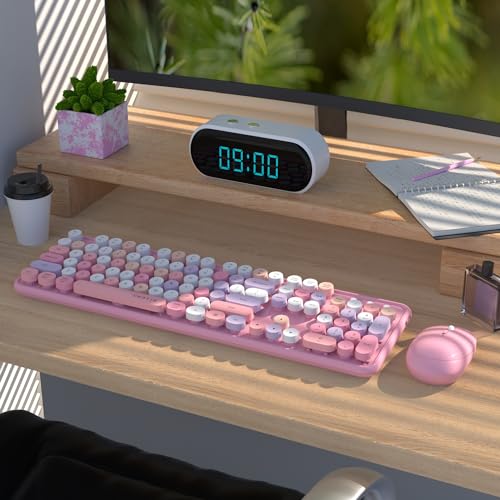 Image of UBOTIE Colorful Wireless Keyboard and Mouse Combo (Pink-Colorful)