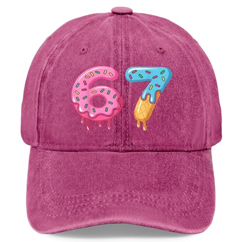 67 Six Seven Gen s Slang Hands Hats for Women Fashion Washed Distressed Pomegranate Red