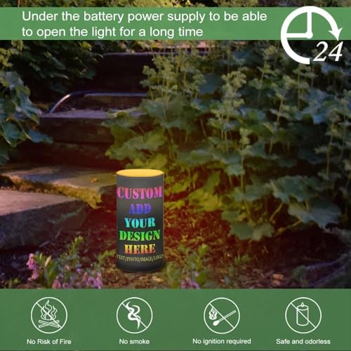 Image of Poceacles Custom Flameless Candles Personalized Pillar Candle Home Table Ornaments, Custom Your Image /Photo /Text LED Candles with Color Changing Timer Remote Fake Candle Home Decoration