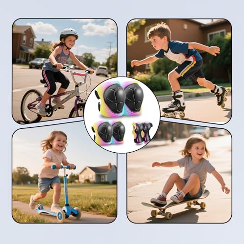 ZLEIOUY Kids Protective Gear Set Knee Pads for Kids 3-14 Years Toddler Knee and Elbow Pads with Wrist Guards 3 in 1 for Skating Cycling Bike,Biking, Roller Skates, Scooters - Image 4