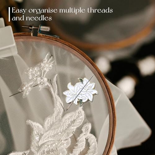 Image of Luna cici 3Pieces Needle Minder for Sewing,Magnetic Needle Keeper for Cross Stitch,Cute Flower Cartoon Pin,Needle Holder for Embroidery,Needlework Storage Accessory, Gift for Cross Stitch Lover