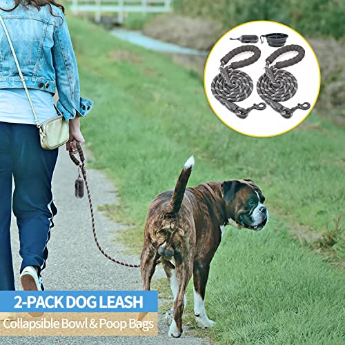 Baapet 2 Packs 5/6 Ft Dog Leash With Comfortable Padded Handle And Highly Reflective Threads Dog Leashes For Small Medium And Large Dogs (5Ft-1/2'', Black+Black) #TOP5