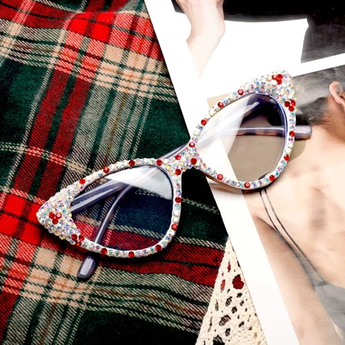 Image of ICARA Bling Rhinestone Cat Eye Reading Glasses for Women - Blue Light Blocking Computer Readers Lightweight TR90 Frame