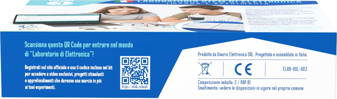 ELAB – Laboratorio STEM di Elettronica Volume 3 | Kit Didattico Coding con Arduino™ Nano R4 Originale, Manuale Guidato, Breadboard e Componenti per Progetti | Arduino™ Nano R4 Originale, Manuale Guidato, Breadboard, Componenti per Progetti
