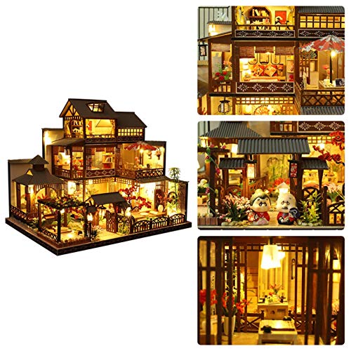 Puppenhaus-Miniatur mit Möbeln, Miniatur-Puppenhaus-Set mit Musik-Bewegung, Holz, handgefertigt, für Weihnachten… – Bild 7