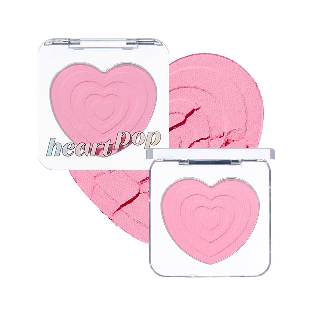 ETUDE Heart Pop Duo Blush, Cool Coral Pink Cheek Colors, Vibrant Glow & Glossy Finish, Layering Formula, Compact 0.2 oz – Cool Punch Aid