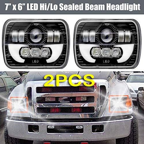 Par de faros delanteros LED de 7 x 6 pulgadas con DRL Retangular sellado faro cuadrado para Ford Super Duty Truck F550 F600 F650 F700 F750 -