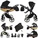 Novità! Originale Junama Diamond Mirror Satin Line v2 Sistemi Modulari Passeggino Combinato 3in1 Exclusive Prams (03 nero - oro)