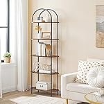 HOOBRO 5 Tier Open Bookshelf, Industrial Arched Bookcase Display Shelf Racks, Wooden Bookcase Storage Shelves Metal Frame, Tall Storage Organizer for Home, Easy Assembly, Rustic Brown BF176SJ01 - Image 4