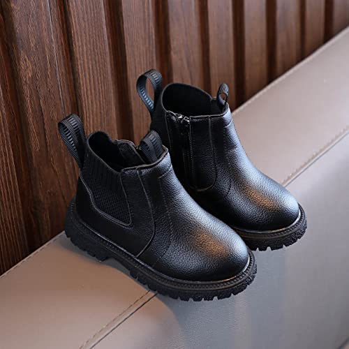 Kids Girls Ankle Bootie with Side Zipper Dress Boot Youth Toddler Waterproof Outdoor Fall Booties Leather Shoes3