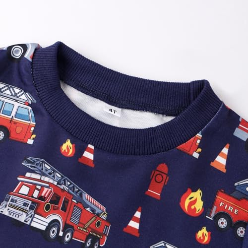 Image of Akyzic Boys Sweatshirts Cotton Long Sleeve Crewneck Pullover Toddler Kids Winter Warm Shirt Sweater Tops 3t-8t