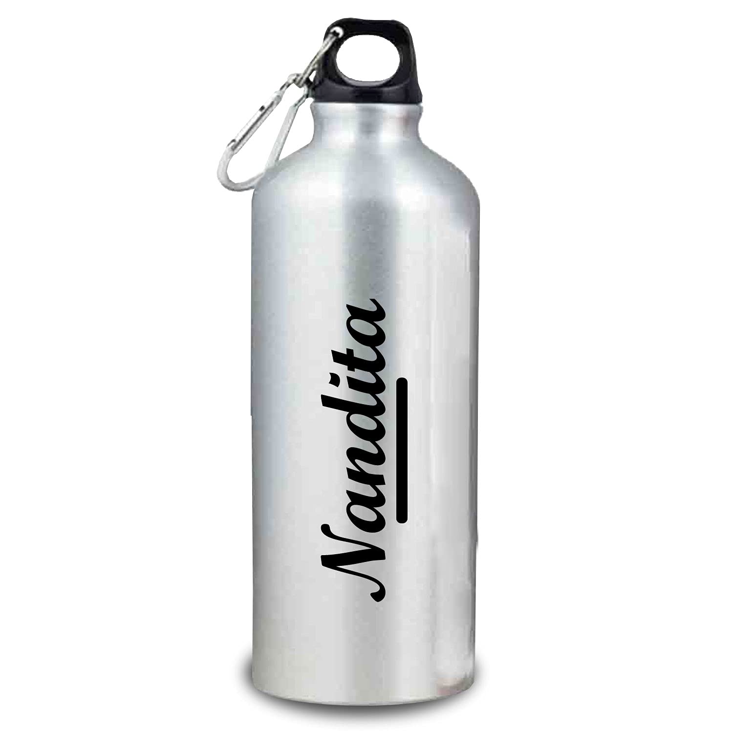 exciting Lives - Personalized Name Silver Sipper Water Bottle - Gift for Teachers, Teacher's Day, Anniversary, Birthday, For Husband, Boyfriend, Brother, Father, Dad, Teacher, Gym - Silver - 600 ml