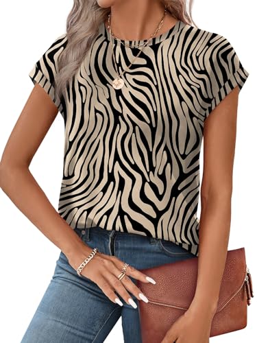 Image of Alaroo Womens Summer Tops Short Sleeve Shirts Crew Neck Cute Trendy Tunic Blouses (S-3XL)
