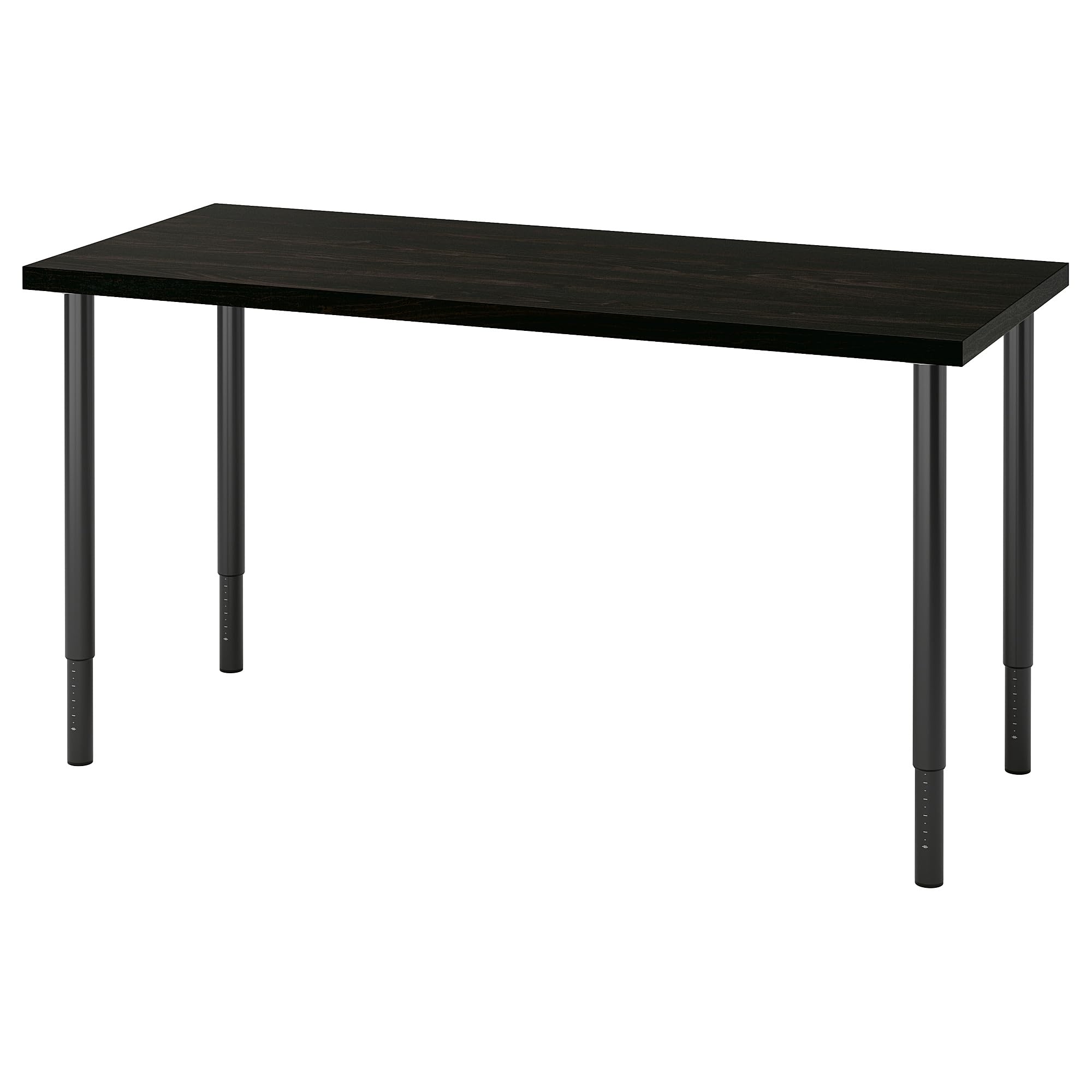 Bureau LAGKAPTEN OLOV noir-marron 140x60 cm avec pieds réglables pour espace de travail