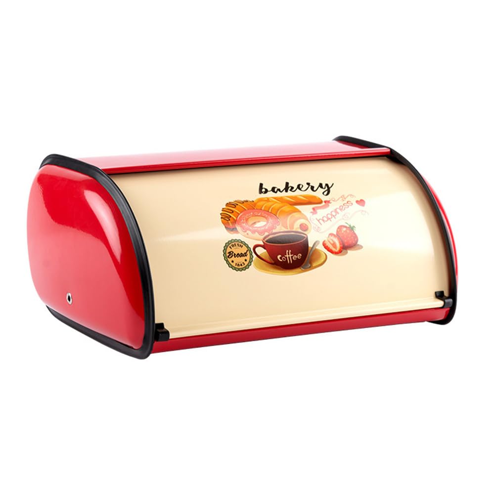 Rersduyt Metal Bread Box Roll Top Metal Bread Bin Bread Storage Bread Holder Bread Container Keeper Organizer for Kitchen Counter