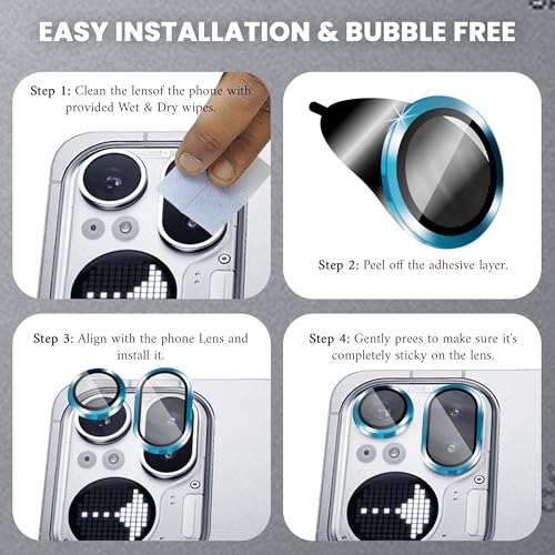 Image of FIRST MART Blue Camera Ring Guard Protector for Nothing Phone 4A Pro | Tempered Glass with Metal Alloy Rings, HD Clear, Scratch Resistant, Case-Friendly | Pack of 1