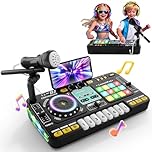DJ Decks DJ Mixer Sets for Kids Ages 3-10, Interactive Musical Toy with 100+ Sound Effects, Colorful Light, Microphone, Rechargeable DJ Table Gift for Boys Girls Beginners, Ideal for Birthday Party