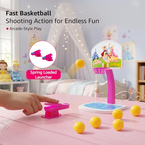 Image of Amazon Brand - Jam & Honey Disney Frozen Tabletop Shooting Basketball Game | Mini Desktop Arcade Toy | for Kids 3+ Years | Spring-Loaded Launcher | Skill Development | Kids Friendly | Gift Ready