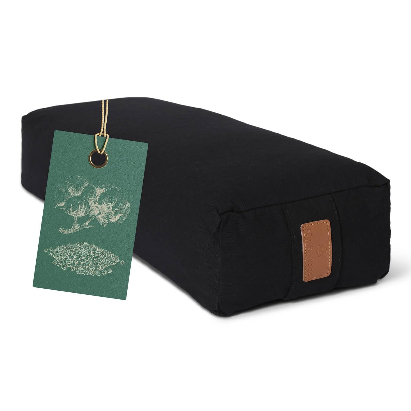 #DoYourYoga Yogabolster Rectangular Paravati con Cáscaras de Trigo Sarraceno o Espelta Orgánica - Cojín de Meditación, Yin Yoga & Pilates - Funda Lavable de Algodón 100% - 67 x 13 cm
