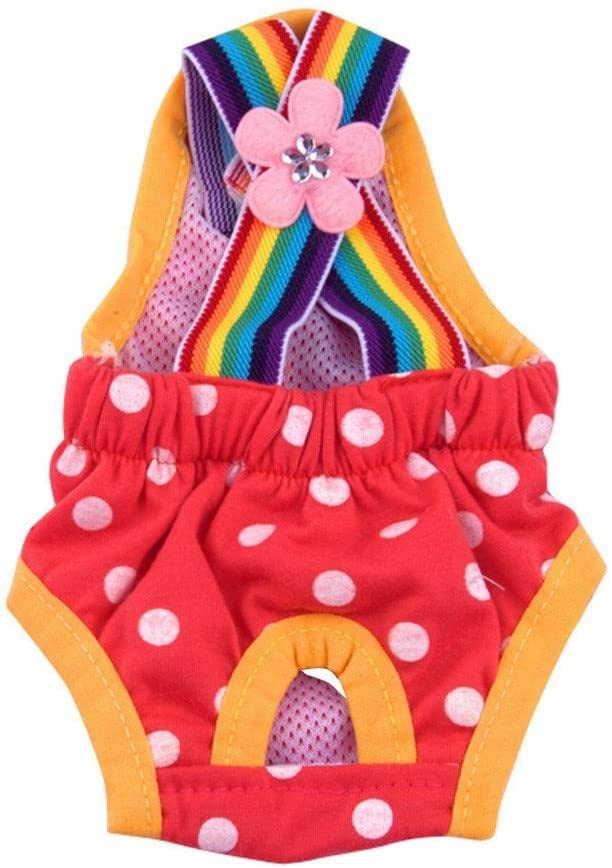 JWDS Pañales higiénicos para perras, con arcoíris, para incontinencia, osito de peluche para perros y gatos, pañales, ropa interior de protección, tallas A - XS