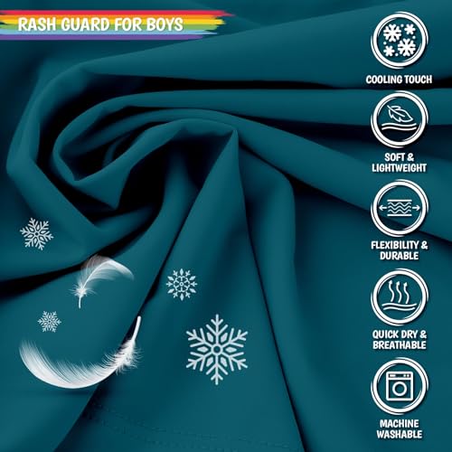 Image of Boys Rash Guard Swim Shirts Long Sleeve UPF 50+ Swimwear Toddler Kids Sun Protection SPF Water Surfing Swimming Shirts 0-16Y