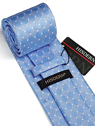 Image of HISDERN Mens Ties Plaid Tie and Pocket Square Set Classic Woven Formal Checkered Neckties & Handkerchief Wedding Party