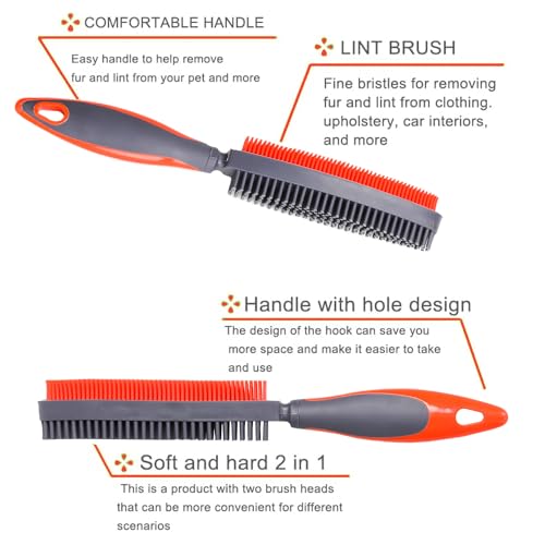Image of Rubber Pet Hair Removal Brush for Couch Clothes Dog Cat Pet Hair Carpet, Also Used as Dog Cat Bath Brush with Massage Effect (orange)